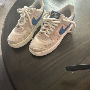 Kids' Cream and Blue Sneakers